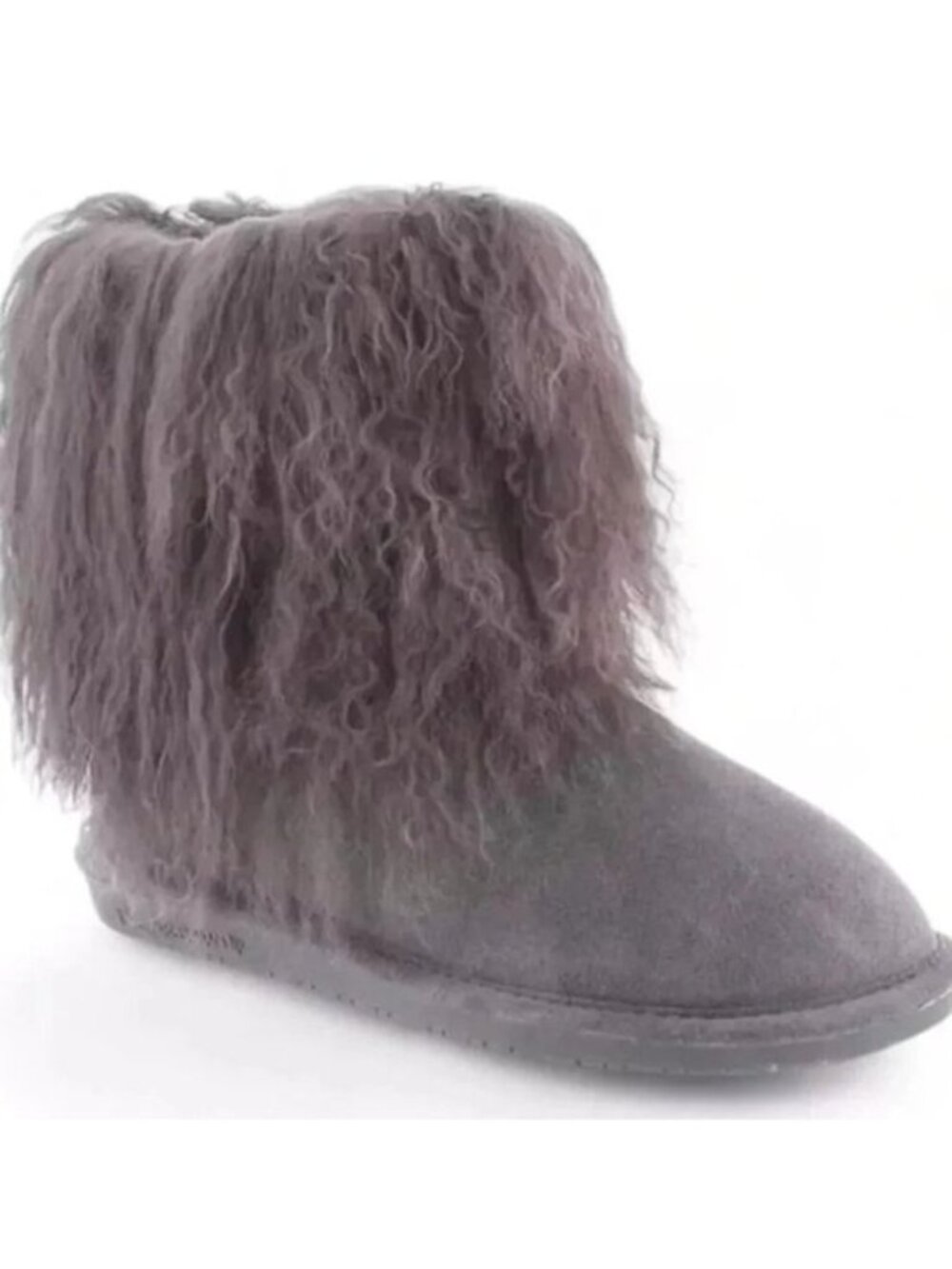 Bearpaw Boo Gray Shearling Wool Curly Lamb Fur Boho Sherpa Boots Women's 6 NEW - Picture 8 of 8
